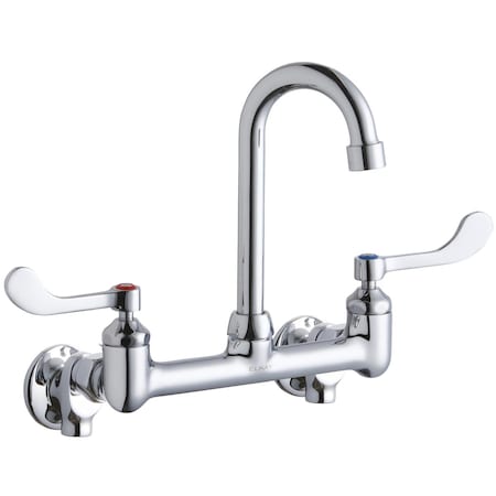 Elkay Elkay 8" Centers WFaucet 4" Gsnk Spout 4" Hndle 1/2 Offset Inlets+Stop LK940GN04T4S